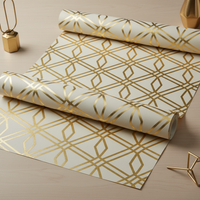 Golden lattice geometric wallpaper with gold pattern on ivory background